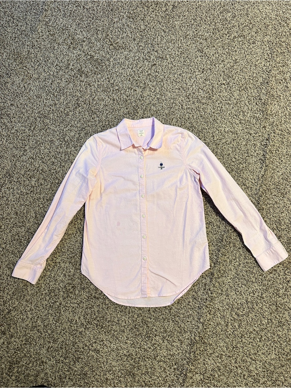 Women’s Light Pink Button-Down Dress Shirt with Subtle Logo